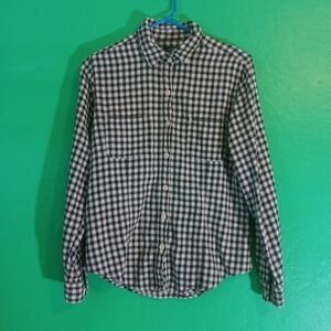 Dockers Black White Cotton Long Sleeve Button Down Shirt